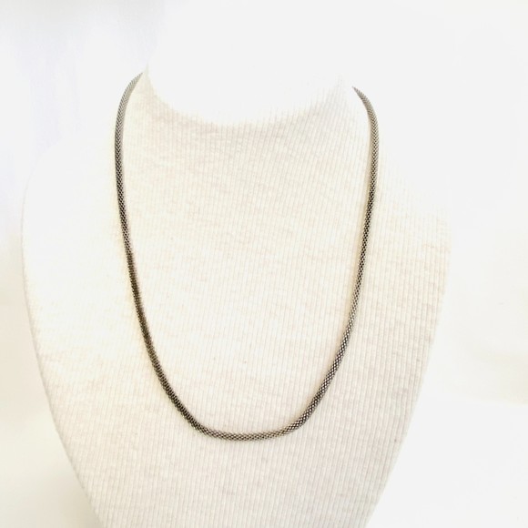 Silver Tone Necklace Snake Chain Matinee Length Lobster Claw Clasp - Picture 1 of 5